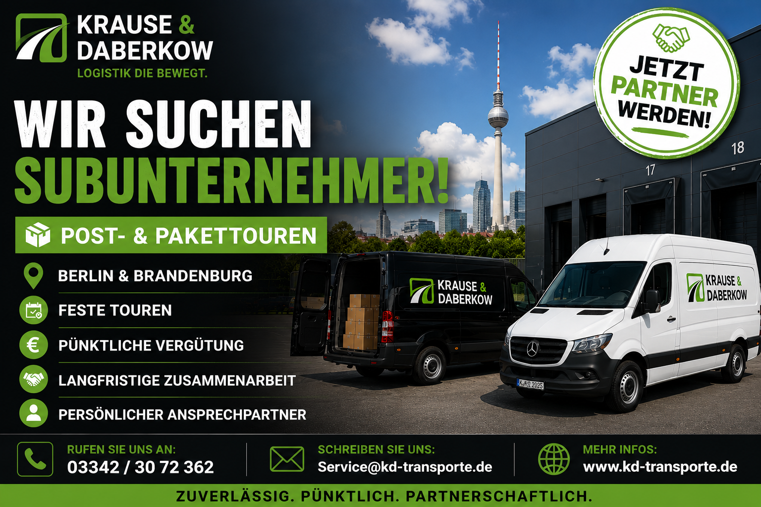 Krause & Daberkow sucht Subunternehmer für Post- und Pakettouren in Berlin und Brandenburg